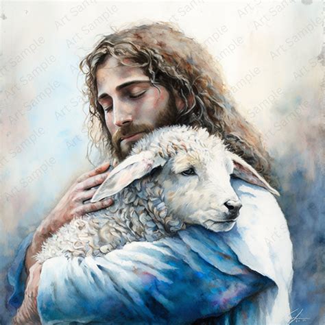 jesus and lamb painting|jesus running to lamb picture.